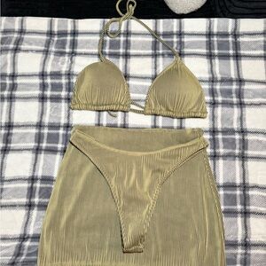 Striped Halter Bikini Set